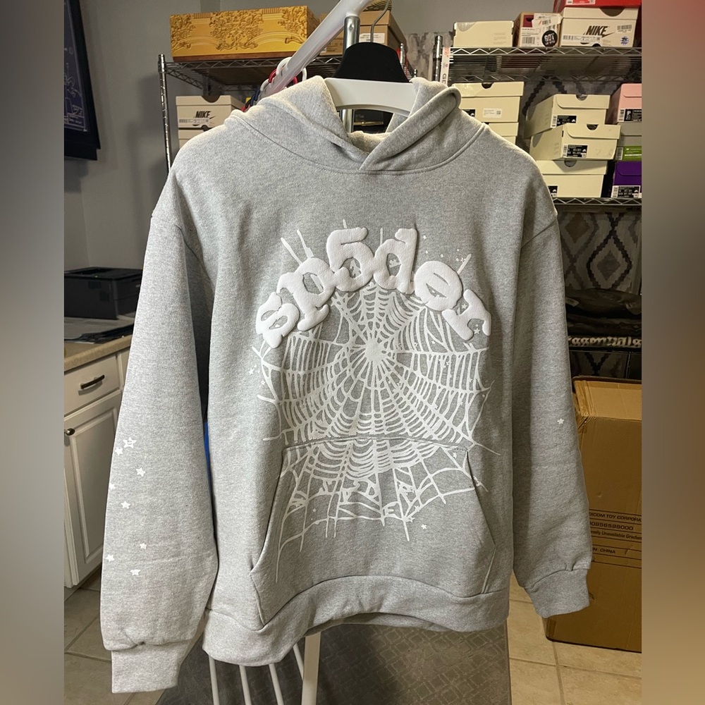 Sp5der OG web gray hoodie Blue brand new Size Medium